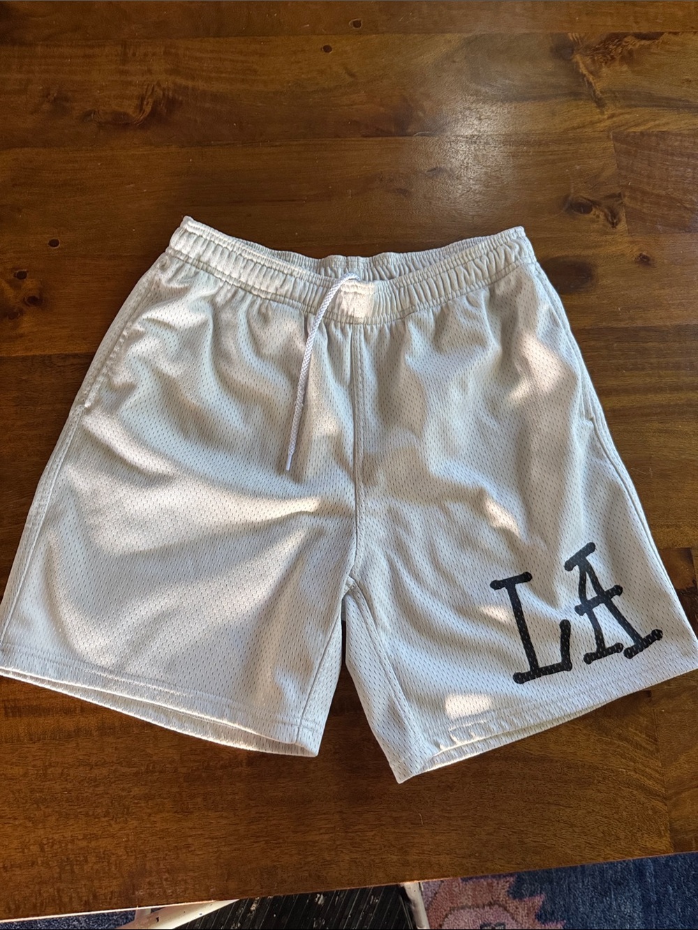 Stussy White Cream Men’s LA Graphic Mesh Shorts
